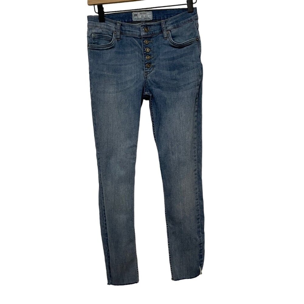 Free People Jeans‎ Button Fly Raw Hem Skinny Size 28